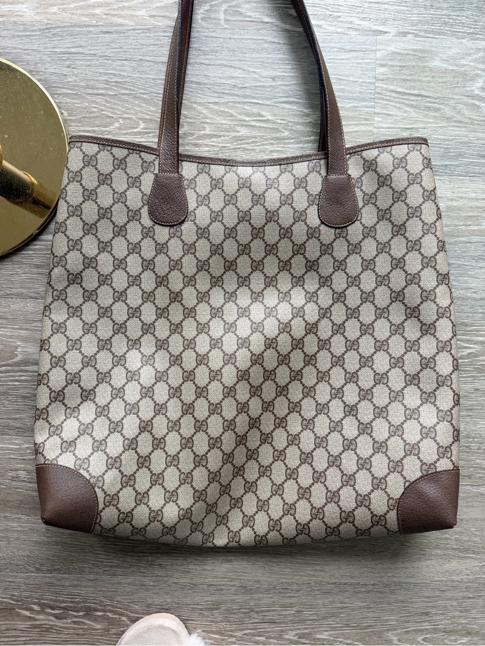 Vintage Gucci Brown GG Canvas Tote with Green and Red Web Stripe - Picture 3 of 10